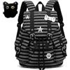 Vistnale Zaino Y2k, zaino Kawaii Star Cat chiusura magnetica e borsa a righe retrò multitasche per i viaggi scolastici quotidiani