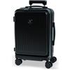 BERTOO Cagliari - Valigia da cabina nera, 36 l, con scomparto per laptop, portabevande, serratura TSA, ruote rotanti silenziose