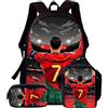 Generic CR-7 Set zaino scolastico con borsa pranzo e astuccio per ragazzi adolescenti(D)