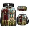 Generic CR-7 Set zaino scolastico con borsa pranzo e astuccio per ragazzi adolescenti(K)