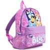 Bluey Zainetto per bambine - Zaino per bambini lilla Bingo, stampa cuore, tasca a marsupio e cinghie imbottite - Zaino scuola per bambini età 2 - 7 anni - Prodotto ufficiale, Lilla, 35x23x10cm