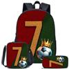 Generic CR-7 Set zaino scolastico con borsa pranzo e astuccio per ragazzi adolescenti(G)