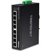 TRENDnet, TI-E80, Switch industriale su guida DIN Fast Ethernet 8 porte, grado di protezione IP50, capacità di commutazione di 1,6 Gbps