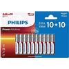 PHILIPS Batterie AAA 20 Pezzi - Confezione da Pile AAA LR03/1,5V - Batterie Alcaline - Batteria AAA con Conservazione Fino a 20 Anni - Fino al 118% in Più di Energia
