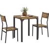 HOMCOM Set da pranzo da 3 pezzi, con 2 sedie, tavolo da cucina, con struttura in metallo, colore marrone rustico