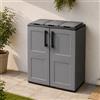 Dmora - Pattumiera Andenne, Cestino portarifiuti, Bidone per Raccolta differenziata 2 Ante, 100% Made in Italy, 68x37h84 cm, Grigio e Nero, Finitura Quadri