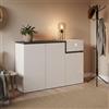 Dmora Scarpiera moderna, Made in Italy, 3 ante e 1 anta a ribalta, Portascarpe da ingresso, cm 120x40h80, colore Bianco lucido e Grigio Ardesia