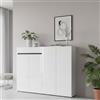 Dmora Scarpiera Bissau, Mobile portascarpe, Armadio da Ingresso Multiuso, Mobiletto per Calzature, Made in Italy, 160x34h115 cm, Bianco Lucido e Antracite