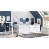 Dmora Letto per Bambini Opole, Lettino per cameretta, Set Camera da Letto, Struttura Porta Materasso, 85x164 h63 cm, Bianco con Escavatore