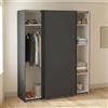 Dmora - Armadio multiuso 2 ante Margot, Mobile multifunzionale, Mobiletto scarpiera, Guardaroba porta scarpe, 179x65 h220 cm, Grigio