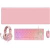 Mars Gaming MCP-RGB3, Lingua Portoghese, Pack RGB Tastiera Fixed, Mouse Flow 3200 dpi, Cuffie Over-Ear, Tappetino XXL, Rosa
