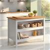 Inter Link - Cucina a isola - Isola centrale - Piano di lavoro - Mobiletto con ripiani - Melaminico - Lunghezza 124 cm - Altezza 82 cm - Profondità 75 cm - Julina - Bianco/Rovere Artigianale