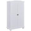 Inter Link - Armadio funzionale - 2 ante - 5 nicchie - Con spazio per appendere - Armadio in pino massiccio - Verniciato bianco - Larghezza :104cm Profondità :56cm Altezza : 180cm - Hedda