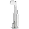 WENKO Piantana portarotolo e scopino WC Rivalta - Portascopino WC, Acciaio inossidabile, 18 x 70 x 23 cm, Opaco