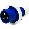 Electraline 80849 Spina Elettrica Industriale, IEC, 16A, 2P+T, 220V, IP67, Blu