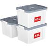 Cetomo 45L*3 Scatole di Stoccaggio in Plastica, Scatole Portaoggetti con Coperchio, Organizzatore con Manico, Contenitori per Casa e Ufficio, Impilabile, Resistente, Bianco, 45L - Confezione da 3