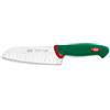 Sanelli Premana Professional Coltello Santoku Olivato, Acciaio Inossidabile, Verde/Rosso, Lama cm.16