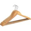 WENKO Grucce sagomate Eco - set 5 appendini, asta portapantaloni, intaglio per gonne, Legno, 45 x 23.5 x 1.2 cm, Marrone