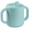BÉABA 2 in 1 Tazza/Biberon da Allenamento, Vetro, Copertura in Silicone, Forte, Sano, 100% Impermeabile, Maniglie Rimovibili, 210ml, Blu Vento
