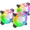 MARSGAMING MF-3A, Kit 3x Ventole FDB Ultra Silenziose 120mm, Illuminazione ARGB Rainbow 360° Senza Cornice, Ventole 3in1 Compatibilità Completa, Doppio Connettore Maschio + Femmina, Nero