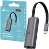 TP-Link UE302C Adattatore Ethernet USB C a 2.5 Gigabit Ethernet, Plug & Play, Design Compatto e Portatile, Windows 11/10/8.1/8/7, MAC OS, iPadOS,Chrome OS, Linux OS e iOS