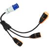 Electraline 46151 Splitter 3 Prese Schuko con Electralock Dotate di Meccanismo di Blocco che Impedisce Disconnessioni Accidentali, IP44, Cavo H07RN-F Input 3G2.5 - Output 3G1.5mm, Spina CEE, Nero