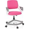 HJH Office 640480 Sedia da Ufficio Girevole per Bambini KID FLEX Tessuto, Sedia da Scrivania con Poggiapiedi, Regolabili in Altezza, Rosa