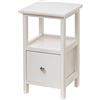 Baroni Home Comodino, Mobiletto da Soggiorno, Salotto, Camera da Letto, Cameretta, Bagno, Mobiletto Multiuso, Colore Bianco 1 Cassetto e 1 Ripiano Misure 25X25X44 cm
