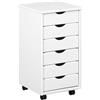 Inter Link Simon - Caisson de Bureau à Roulettes 6 Tiroirs - Bois de Pin Massif Laqué Blanc - 35 x 40 x 65 cm