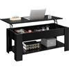 Yaheetech Tavolino da Caffè sollevabile 120 x 60 x 49,5-62,5 cm Nero