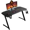 Baroni Home Scrivania Gaming per Computer Ergonomica con Supporto e Gancio Cuffie e Porta Bicchiere, Tavolo da Gioco in MDF e Acciaio, 140x60 cm