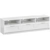Baroni Home Mobile per Tv con 3 Ripiani 3 Cassetti, Foro per Passaggio Cavi in MDF, Consolle Porta TV per Camera da Letto, Salotto, Cucina, Bianco, 140x33x30 cm