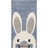 Baroni Home Tappeto Morbido Cameretta Bambini, Tappeto Moderno a Pelo Corto, Scendiletto Camera Bambino Bambina Colori Pastello, Grazioso Coniglio Blu, 80x150 cm
