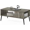 Furinno Claude Tavolino in Stile Mid Century con Gambe in Legno, Quercia Francese, 50.01 (D) x 100.00 (W) x 45.01 (H) cm