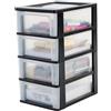 Iris Ohyama Cassettiera in Plastica, Portaoggetti, 4 Cassetti Medi, Nero, Apertura Facile, Formato A4, A5 e A6, Organizzatore, Per Ufficio, Scuola, Cartoleria, Senza BPA, Contenitore, OCH-2004