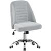 Yaheetech Sedia da Ufficio Senza Braccioli Sedia da Scrivania Grigio Chiaro | Sedia Vanity in Tessuto, con Rotelle, Funzione Dondolo, Altezza Regolabile, Portata 136 kg