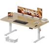 JUMMICO Scrivania Regolabile in Altezza Elettrica 160x80 cm, Scrivania Ergonomica Seduta in Piedi con Vassoio per Cavi e Porta USB, Scrivania per Computer Ufficio, Beige e Bianco
