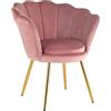Baroni Home Poltrona Imbottita con Schienale a Conchiglia in Velluto color Cipria con Gambe in Oro, Poltrona da Salotto e Camera da Letto, Super Confortevole, Poltrona Relax 69x71x84 Cm