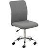 Baroni Home Sedia da Ufficio in tessuto Girevole a 360°, Poltroncina Imbottita da Ufficio con Altezza Regolabile senza Braccioli, Seduta Ergonomica, 44X50X100 cm, Grigio