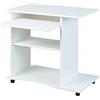Inter Link - Scrivania - Tavolo per computer portatile - Tavolo per computer - Su rotelle - Cassetto scorrevole - Mini scrivania - Laminato - 80 x 50 x 75cm - Bianco - Pepe