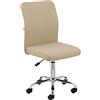 Baroni Home Sedia da Ufficio in tessuto Girevole a 360°, Poltroncina Imbottita da Ufficio con Altezza Regolabile senza Braccioli, Seduta Ergonomica, 44x50x100 cm, Beige