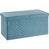 Baroni Home Cassapanca Pieghevole, Contenitore Portaoggetti, Pouf Poggiapiedi Velluto Blu Petrolio 76x38x38 cm