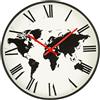 Baroni Home Orologio da Parete in PVC in Stile Moderno 40 cm, Silenzioso, Numeri Grandi, Nero con Mondo, 40x5x40 cm