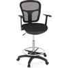 HJH Office 760008 Sedia da lavoro TOP WORK 108 in rete nera Sedia da banco ergonomica con poggiapiedi ad anello