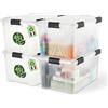 Iris Ohyama, Scatola di Raccoglimento Ermetica in Plastica, 45L, Lotto di 4, Trasparente, Coperchio, Giunto Stagno, Clip di Chiusura, Impilabile, per Esterno, Garage, Abbigliamento, No Polvere, WSB-45