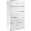 Baroni Home Cassettiera 5 cassetti in Nobilitato, Mobiletto da Camera da Letto o Soggiorno, Mobile Moderno Bianco 60x40x110 cm
