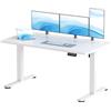 JUMMICO 140×60 cm Scrivania regolabile in altezza, telecomando 4 tasti con funzione memoria e gancio integrato, ideale per ufficio, studio e gaming, Bianco