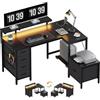 JUMMICO Scrivania Gaming Angolare L 139x120cm Nero