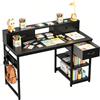 JUMMICO Scrivania da 120 x 50 cm, piccola scrivania con 3 cassetti e organizer da appendere, scrivania per bambini per casa, studio e giochi, colore nero