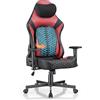 JUMMICO sedia da gaming ergonomica in similpelle traspirante, supporto lombare regolabile e braccioli 2D, schienale inclinabile 90-140°, sedia per ufficio e gamer, portata massima 150 kg (rosso)